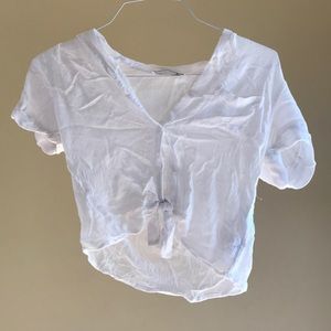 Abercrombie Kids Button Down White Cropped Blouse.
